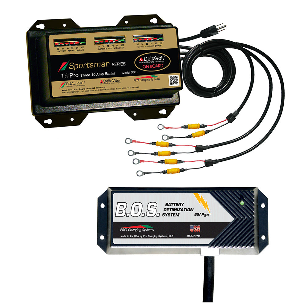 Dual Pro SS3 3 Bank Battery Charger w3 Bank BOS SS3BOS12V3