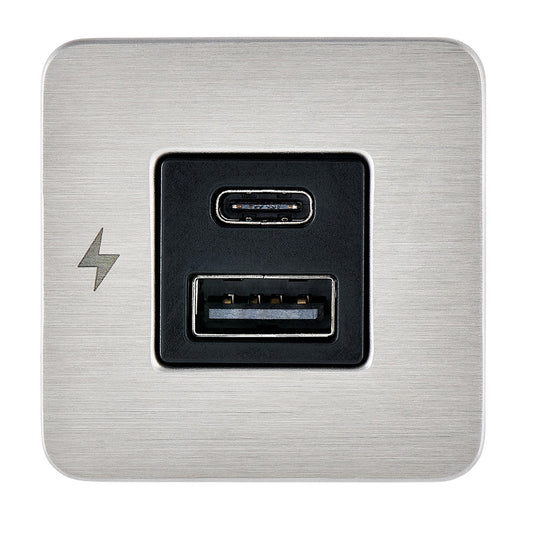Scanstrut TILE USBAUSBC Interior Charging Socket 1224V Stainless Steel Bezel SCTILE11