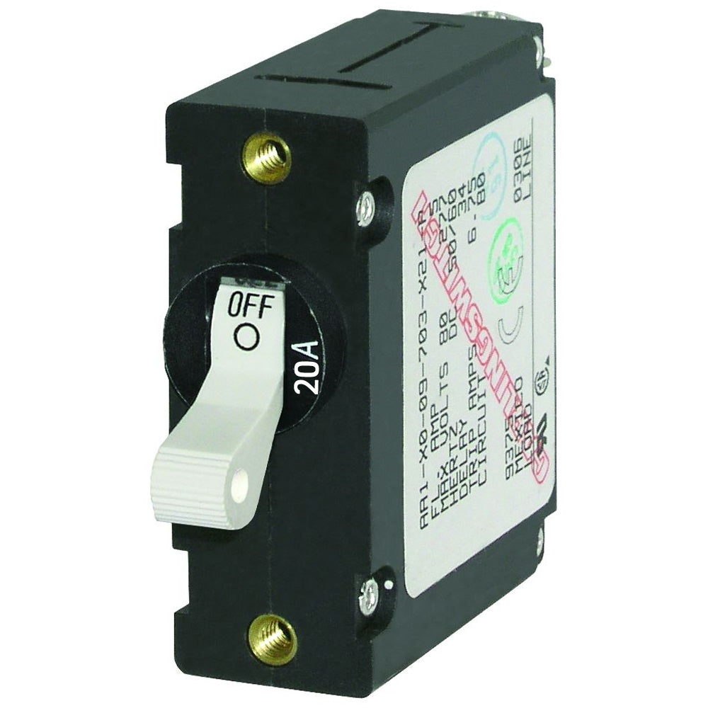 Blue Sea 7214 ACDC Single Pole Magnetic World Circuit Breaker 20AMP 7214