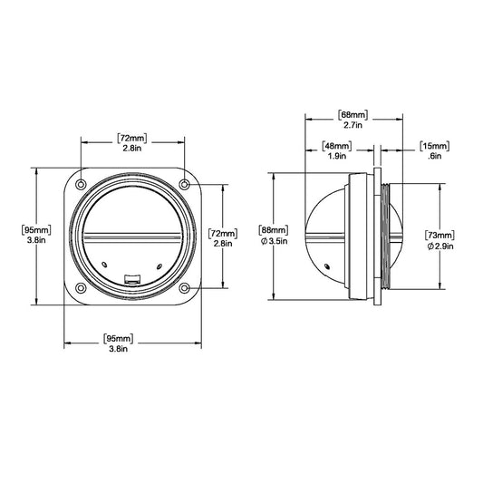 Ritchie V527 Kayak Compass Bulkhead Mount White Dial V527