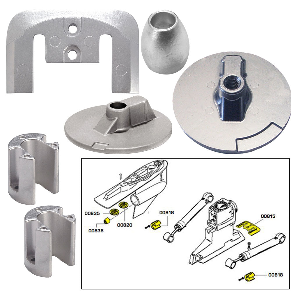 Tecnoseal Anode Kit wHardware Mercury Bravo 3 2004Present Aluminum 20805AL