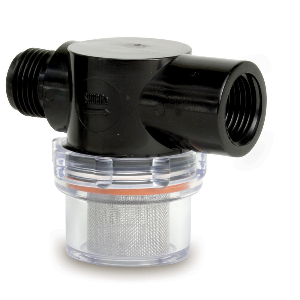Shurflo by Pentair TwistOn Water Strainer 12 Pipe Inlet Clear Bowl 255313