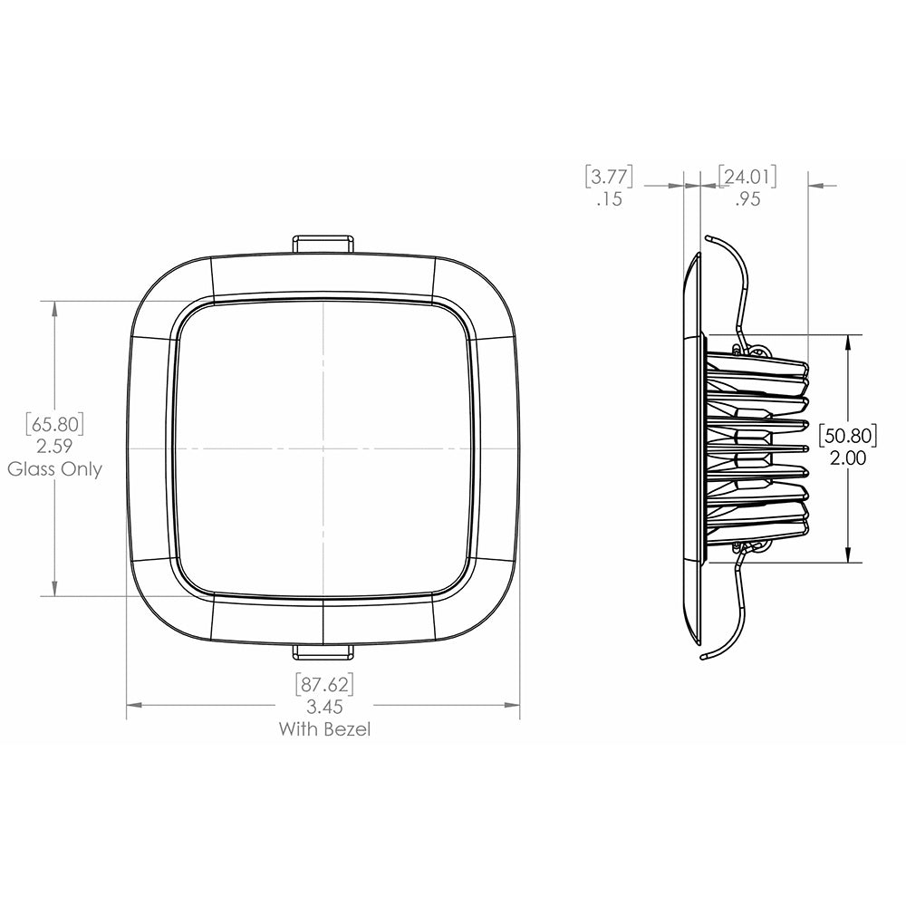 Lumitec Square Mirage Down Light White Dimming RedBlue NonDimming Polished Bezel 116118