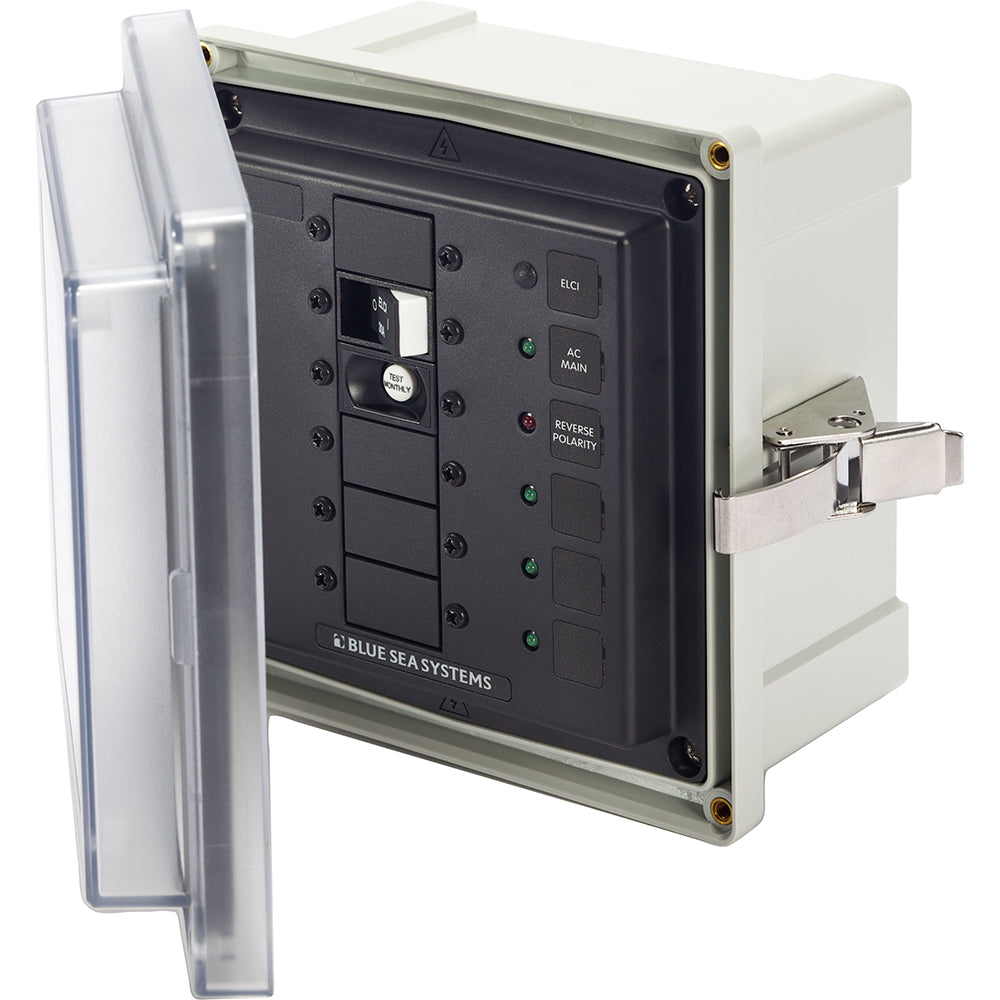 Blue Sea 3116 SMS Panel Enclosure wELCI 30A and 3 Blanks 120V 3116