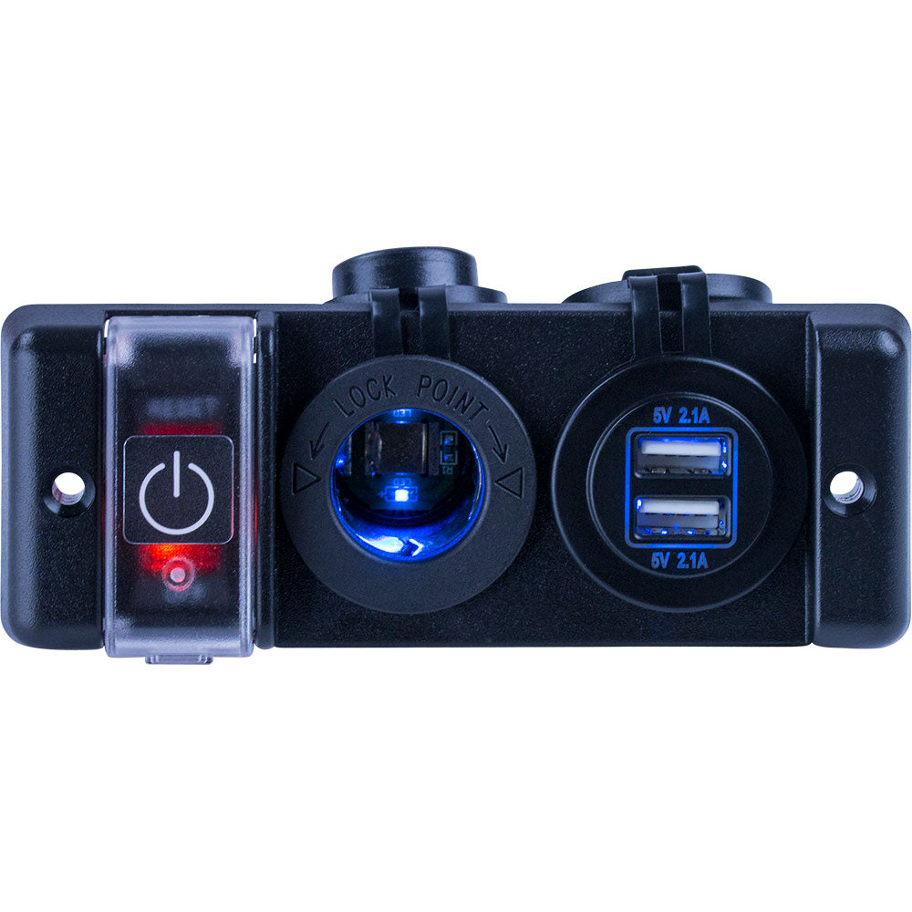 SeaDog Double USB Power Socket Panel wBreaker Switch 4265061