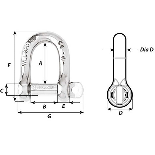 Wichard SelfLocking D Shackle Diameter 5mm 316 1202W