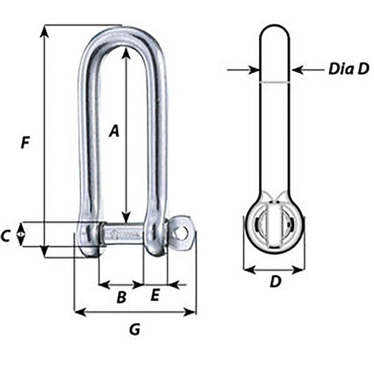 Wichard Captive Pin Long D Shackle Diameter 8mm 516 1414W