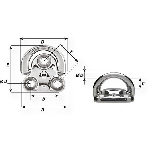 Wichard Folding Pad Eye Diameter 516 6605W