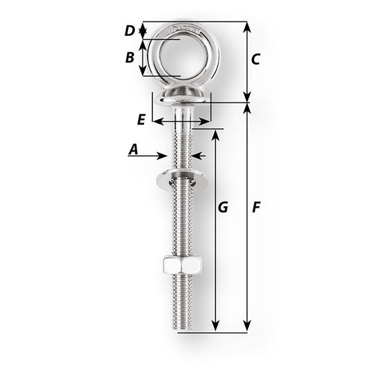 Wichard Eye Bolt M10 x 150mm Length 100mm 6495W