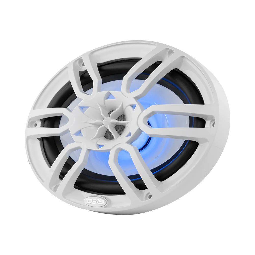 DS18 HYDRO 6 x 9 2Way Marine Speakers wIntegrated RGB LED Lights 375W White NXL69WH