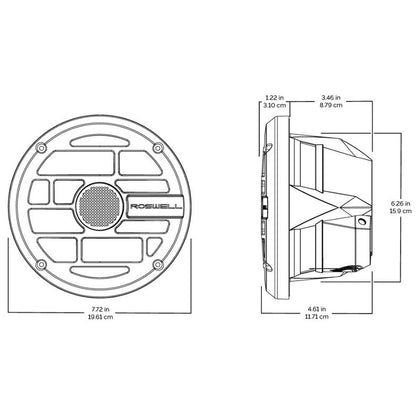 Roswell R Series 65 Marine Speakers  Anthracite Grille  60W RMS  120W Peak Power C9201902
