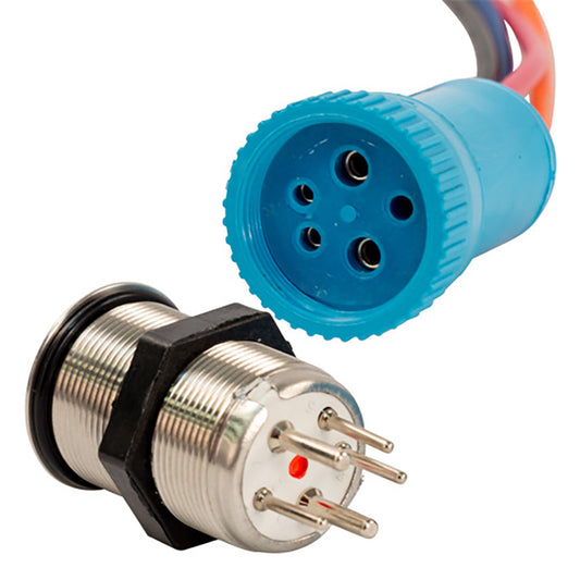 Bluewater 22mm Push Button Switch  OffOn Contact  BlueRed LED  4 Lead 905911134