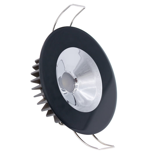 Lumitec Illusion Flush Mount LED Down Light  White  NonDimming  Black Housing  Chrome Reflector 117163