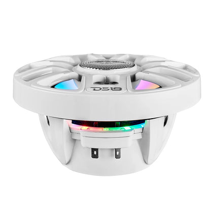 DS18 65 2Way Coaxial Marine Speakers wDigital LED Lights  Bullet Tweeter  White  150W 4Ohm NXLIQ6WH