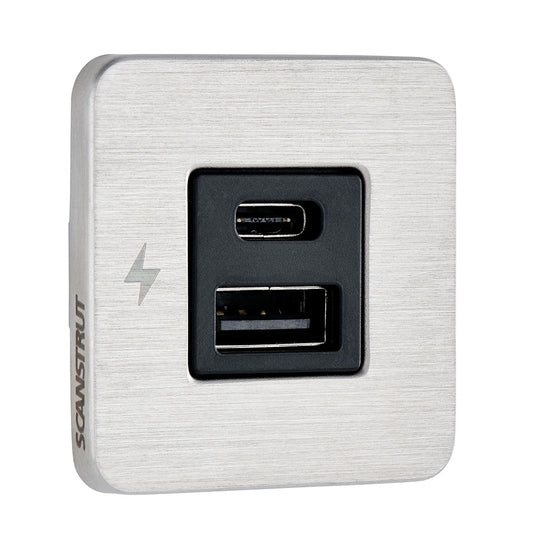 Scanstrut TILE USBAUSBC Interior Charging Socket  1224V  Stainless Steel Bezel SCTILE11