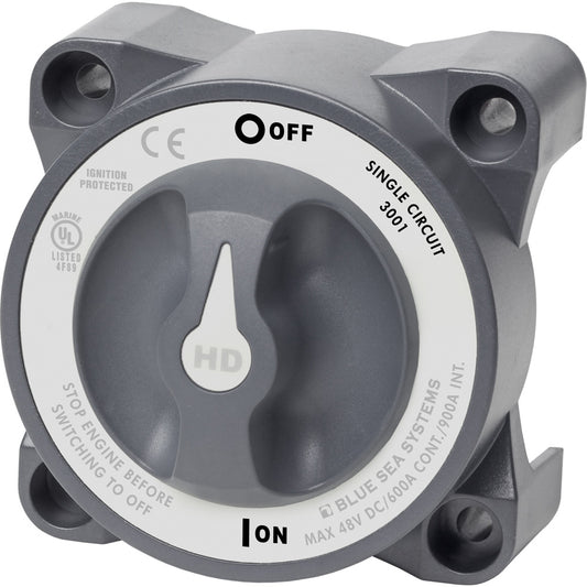 Blue Sea 3001 HDSeries Battery Switch Single Circuit ONOFF wAFD 3001