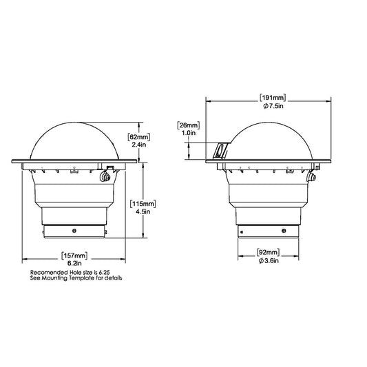 Ritchie FB500 Globemaster Compass  Flush Mount  Black  12V  5 Degree Card FB500