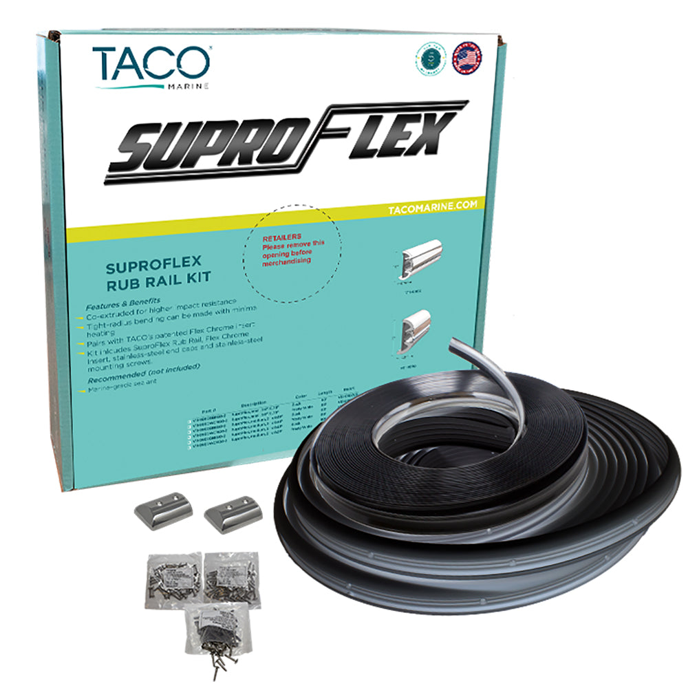 TACO SuproFlex Rub Rail Kit  Black wFlex Chrome Insert  2H x 2932W x 60L V119990BBK602
