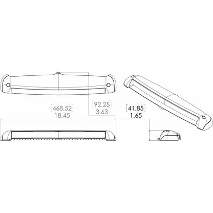 Lumitec Razor Light Bar  Flood  Black Housing  Flush Mount 101588