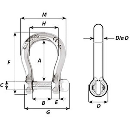 Wichard SelfLocking Bow Shackle  Diameter 5mm  316 1242W