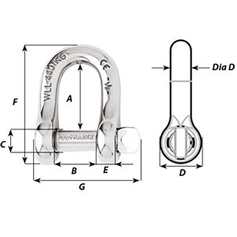 Wichard Captive Pin D Shackle  Diameter 12mm  1532 1406W