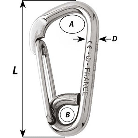 Wichard Asymmetric Carbine Hook  Length 120mm  1532 2327W