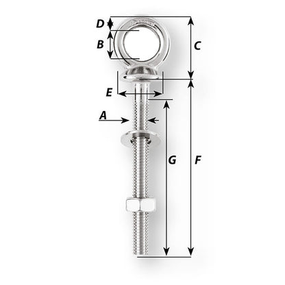 Wichard Eye Bolt  Diameter 916  Length 3532 6492W