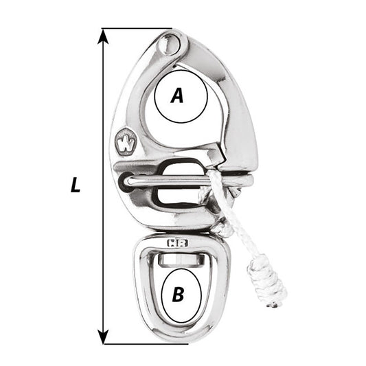 Wichard HR Quick Release Snap Shackle With Swivel Eye  80mm Length  3532 2674W