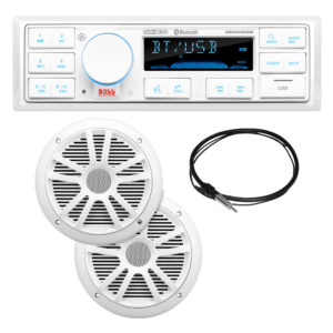 Boss Audio MCK500WB.6 Kit w/MR500UAB, 2 MR6W Speakers, MRANT10 Antenna, & White Remote