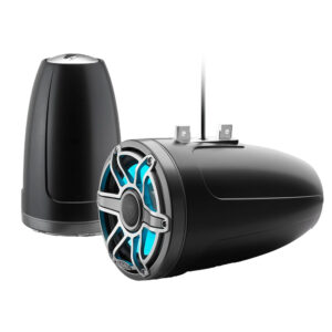 JL Audio M6 Series 8.8" Enclosed Tower Coaxial System w/Titanium Sport Grille & Transflective™ LED Lighting - M6-880ETXv3-Sb-S-GmTi-i
