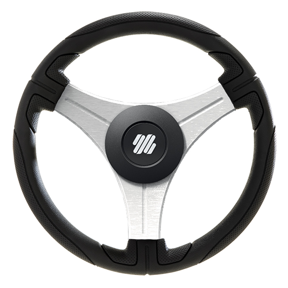 Uflex Ustica 13" Steering Wheel - Black - Polyurethane w/Silver Spokes & X62 Hub