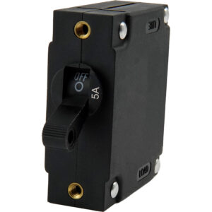 Egis A Series Black Toggle Panel Mount Circuit Breaker - Single Pole 5A