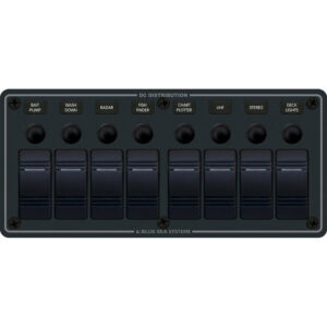 Blue Sea 8371 Water Resistant Panel - 8 Position - Black - Horizontal Mount