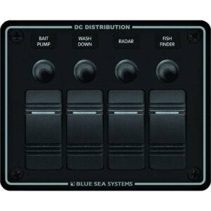 Blue Sea 8372 Water Resistant 4 Position - Black - Horizontal Mount Panel