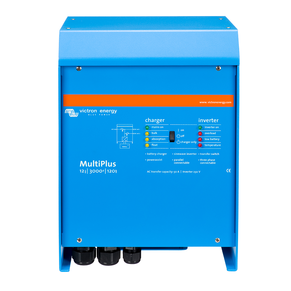Victron MultiPlus Inverter/Charger 12VDC - 3000VA - 120VAC w/ 120AMP Battery Charger - 50AMP Transfer Switch (UL 1741 & UL 458)