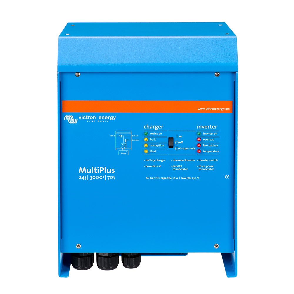 Victron Multiplus Inverter/Charger 24V DC - 3000W - 120V AC w/70AMP Battery Charger - 50AMP Transfer Switch (UL 458 and UL 1741)