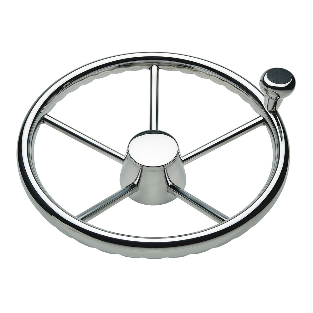 Schmitt Marine 170 Finger Grip Destroyer 5-Spoke 13.5" Stainless Steel Cap 3/4" Tapered Shaft w/Knob